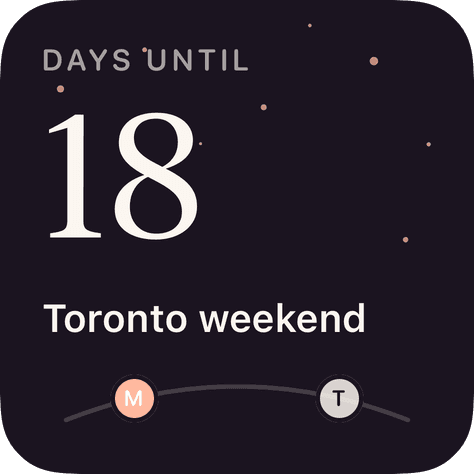 Small Dusk-theme countdown widget showing 18 days