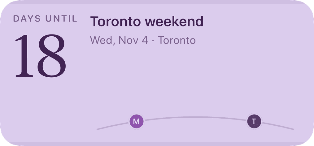 Lilac Film medium reunion countdown widget