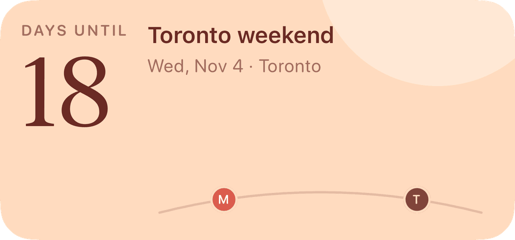 Peach medium reunion countdown widget